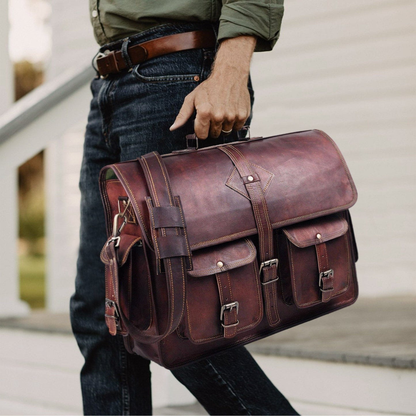 Vintage Leather Laptop Bag